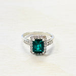 Sterling Silver Estate Green Stone Ring