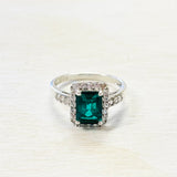 Sterling Silver Estate Green Stone Ring