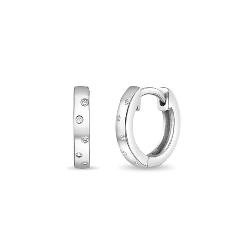 Sterling Silver Staggered CZ Huggie Hoops