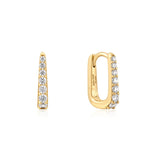 Gold Oval Pavé Huggies