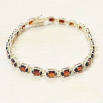 Sterling Silver Estate Red Stone Bracelet
