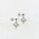 Sterling Silver CZ Snowflake Dangle Earrings