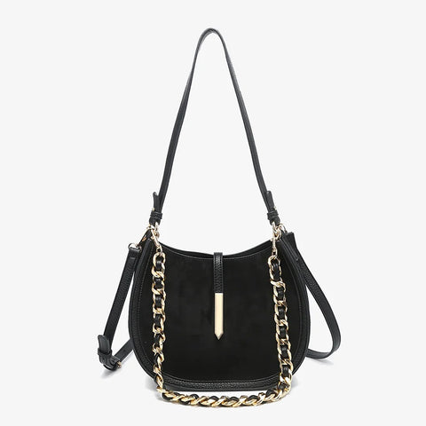 Luca Suede Crossbody- Black
