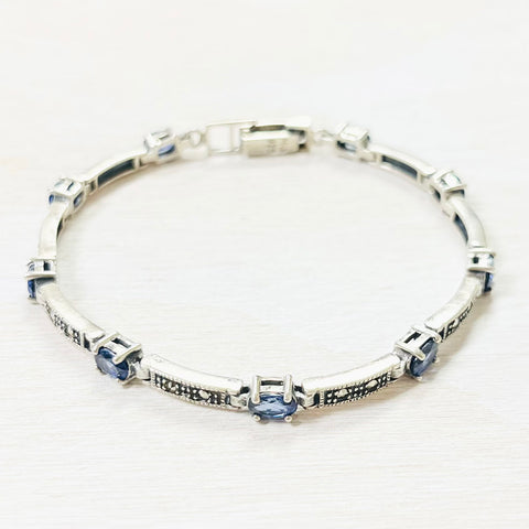 Sterling Silver Estate Blue Stone Bracelet