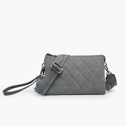 Izzy Grey-Blue Quilted Crossbody
