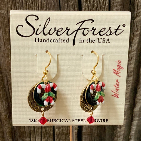 Silver Forest Candy Cane Earrings