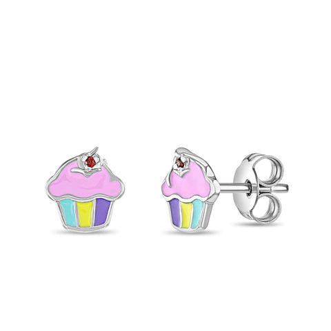 Sterling Silver Cupcake Earrings