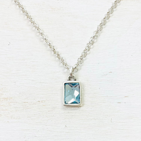 Fashion Rectangle Blue Stone Necklace