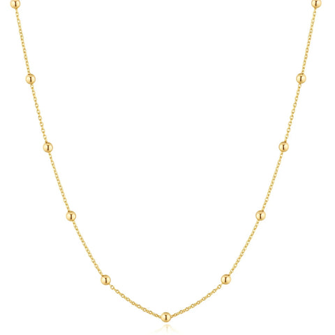 Gold Beaded Chain Necklace
