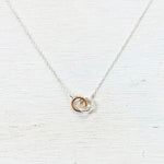 Sterling Silver Two Tone Interlocking Circles Necklace