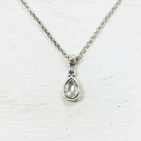 Fashion Clear Stone Teardrop Necklace