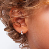 Sterling Silver CZ Heart Hoops