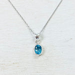 Sterling Silver Oval Blue Topaz Necklace