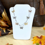 Fashion Tri Tone Butterfly Necklace