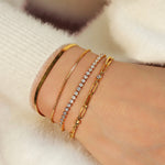 Gold Bezel Station Paper Clip Bracelet