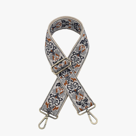 Navy and Grey Boho Vine Guitar Strap