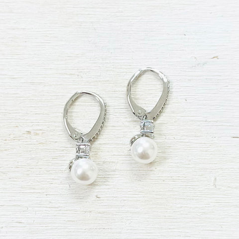 Fashion CZ Pearl Dangle Earrings