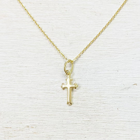 Sterling Silver Gold Plated Princess Collection Cross Necklace