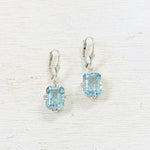 Sterling Silver Estate Blue Stone Earrings