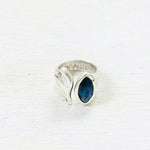 Fashion Silver Tone Dark Blue Stone Ring