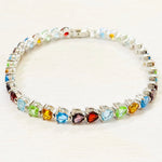Sterling Silver Multi-Color Heart Stone Estate Bracelet