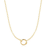 Gold Mini Link Charm Chain Connector Necklace