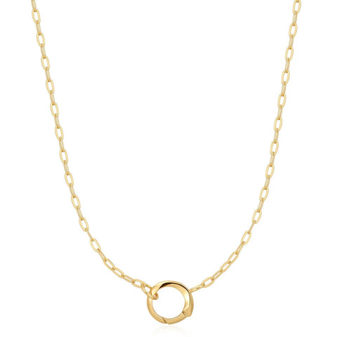 Gold Mini Link Charm Chain Connector Necklace