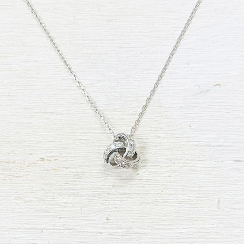 Sterling Silver CZ Knot Necklace