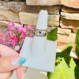 Sterling Silver Red Stone Wide Band Ring