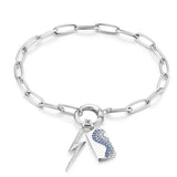 Silver Wave Blue Sparkle Charm