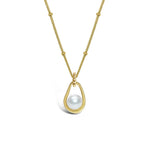 Sterling Silver Gold Plated Cradled Pearl Necklace