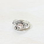 Sterling Silver Clear Stone Floral Ring