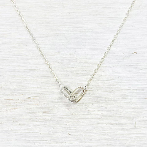 Sterling Silver CZ Interlocking Link Necklace