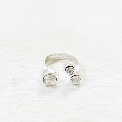 Fashion Silver Tone 3 Stone Ring