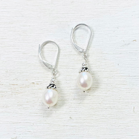 Sterling Silver Pearl Dangle Earrings