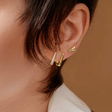 Gold Oval Pavé Huggies