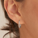 Silver Glam Oval Hoop Earrings