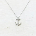Sterling Silver and Diamond Anchor Necklace
