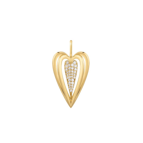 Gold Sculpted Heart Charm