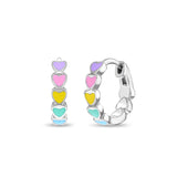 Sterling Silver Rainbow Heart Hoops