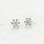 Sterling Silver CZ Snowflake Studs