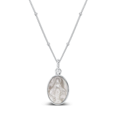 Mother of Pearl Mother Mary Necklace
