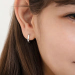 Sterling Silver Staggered CZ Huggie Hoops