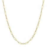 Gold Bezel Station Paper Clip Necklace