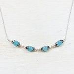 Sterling Silver Blue Stone Beaded Bar Necklace