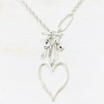 Fashion Heart Charm Long Toggle Necklace