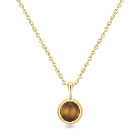 Gold Tiger Eye Pendant Necklace