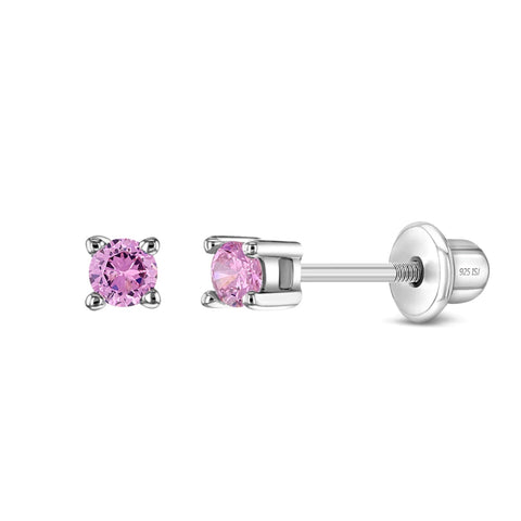 Sterling Silver Pink 2mm Studs