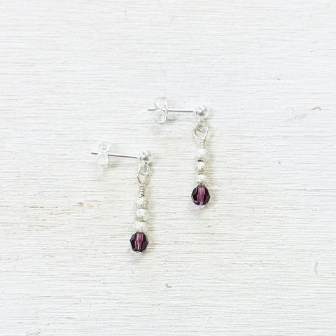 Sterling Silver February Dangle Earrings