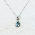 Sterling Silver Blue Topaz Teardrop Necklace